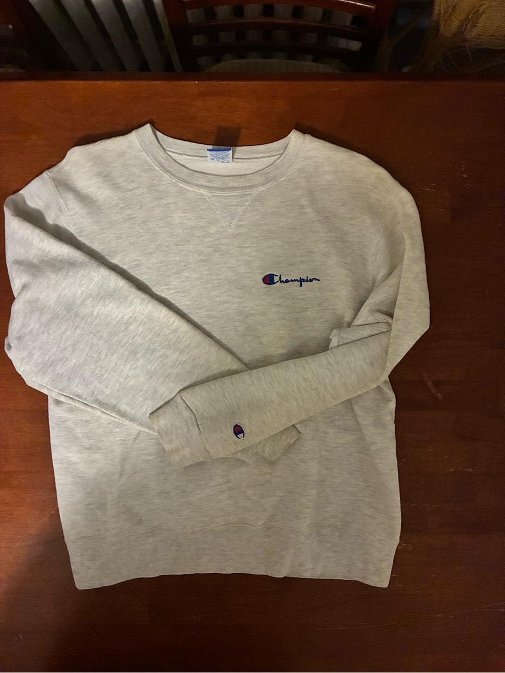 Vintage 90s Champion Sweatshirt Mens L Made USA Embroidered Logo 21x24